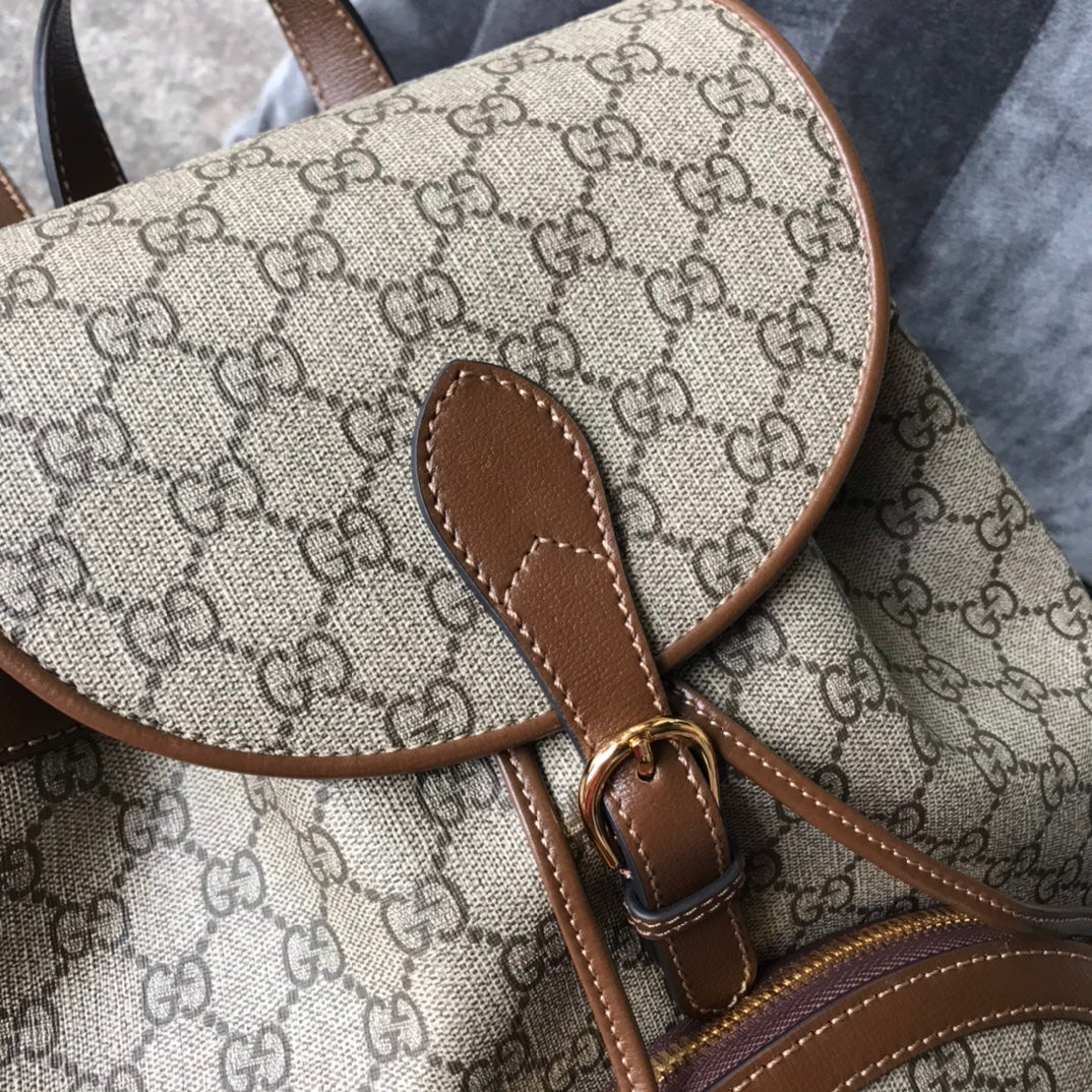 Gucci Horsebit 1955 GG Supreme Canvas Backpack - Brown Leather