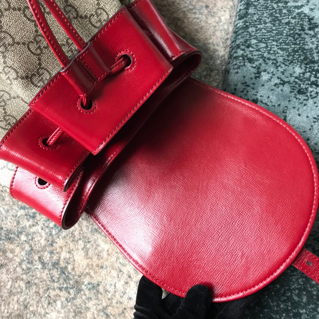 Gucci Horsebit 1955 Backpack GG Supreme Canvas with Red Leather Trim