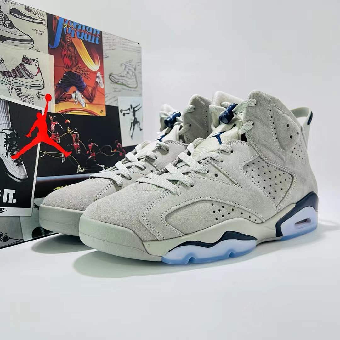Nike Air Jordan 6 Retro Georgetown Magnet College Navy Grey Suede Men's Shoes CT8529-012