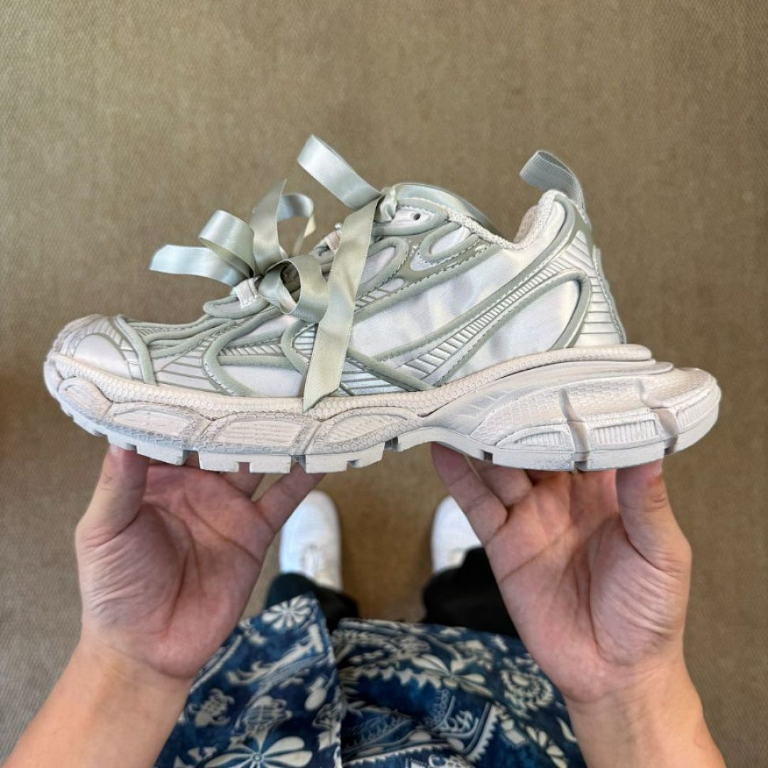 Balenciaga 3XL Trainer Sneakers Grey Green with Ribbon Laces