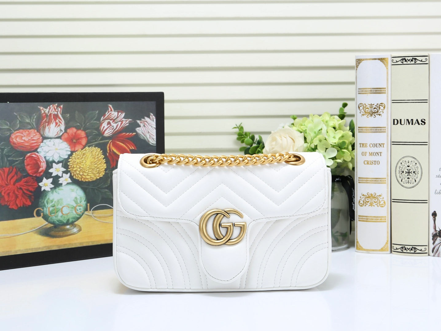 Gucci GG Marmont Small Matelassé Shoulder Bag - White Leather