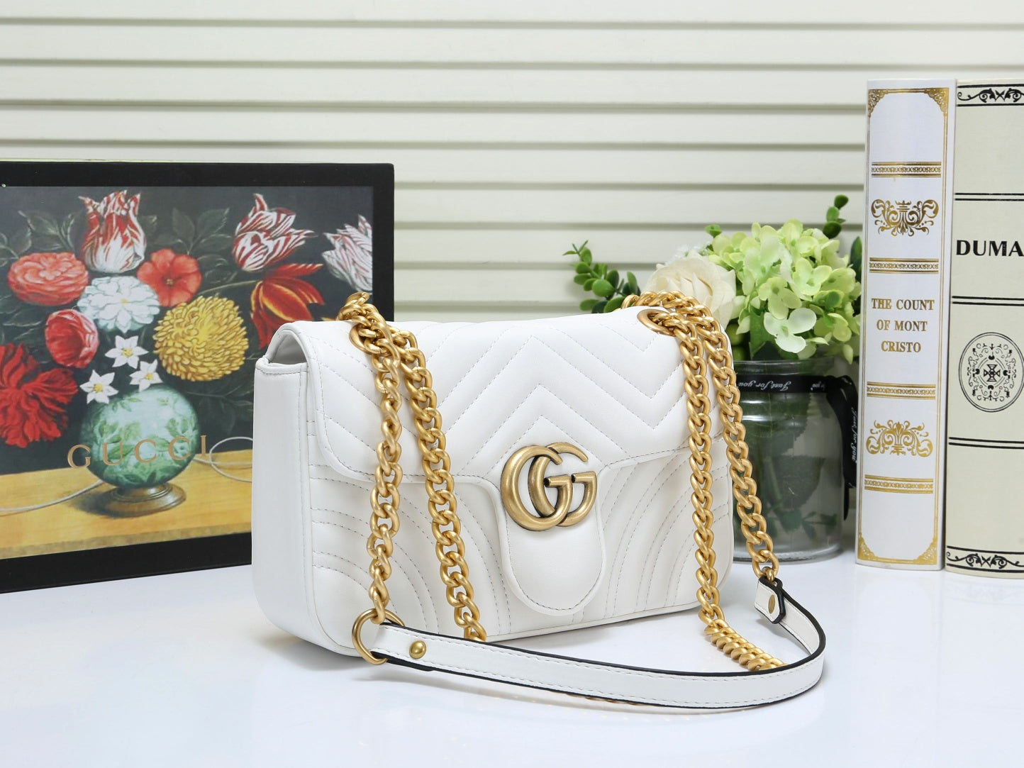 Gucci GG Marmont Small Matelassé Shoulder Bag - White Leather