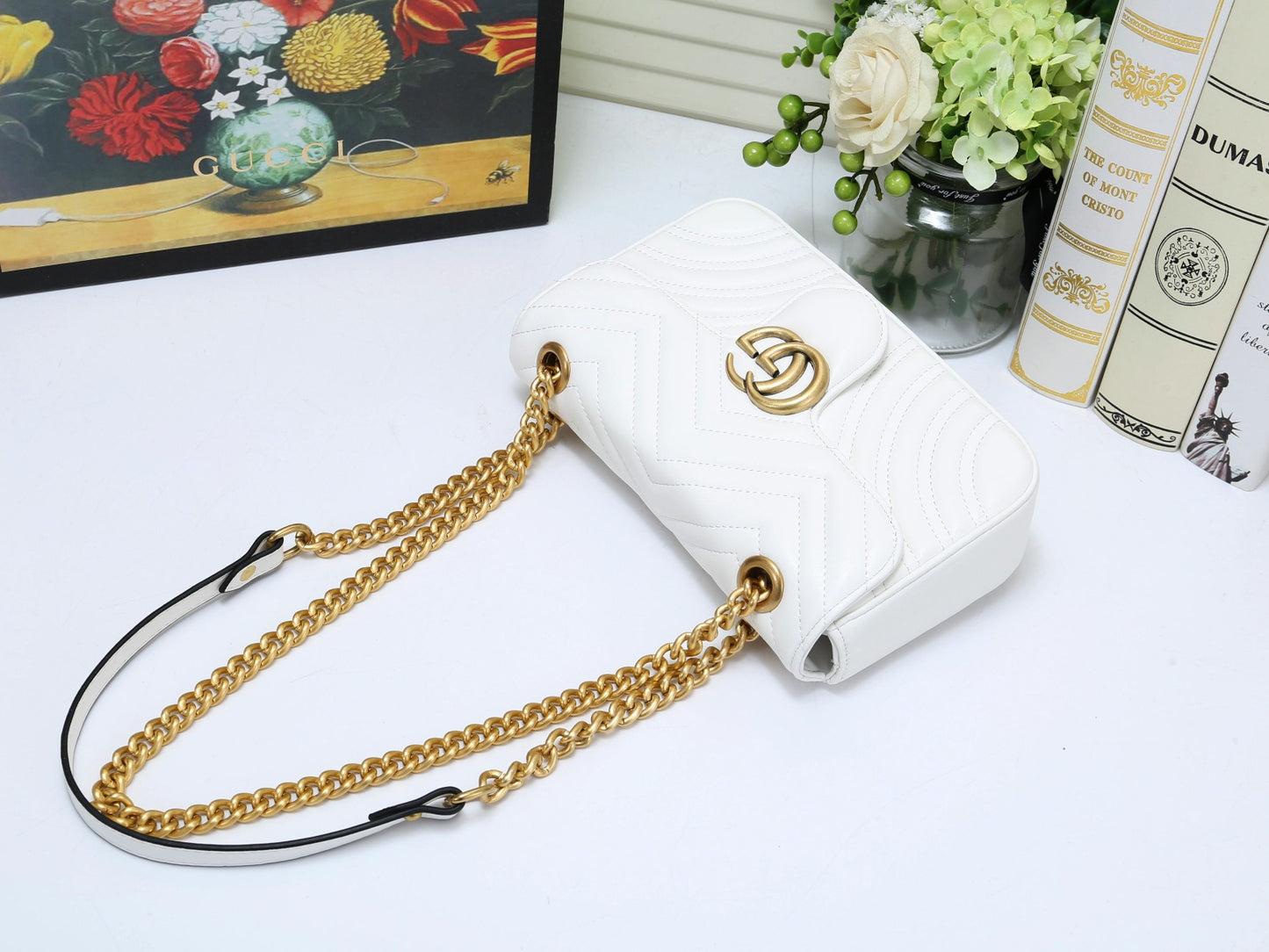 Gucci GG Marmont Small Matelassé Shoulder Bag - White Leather