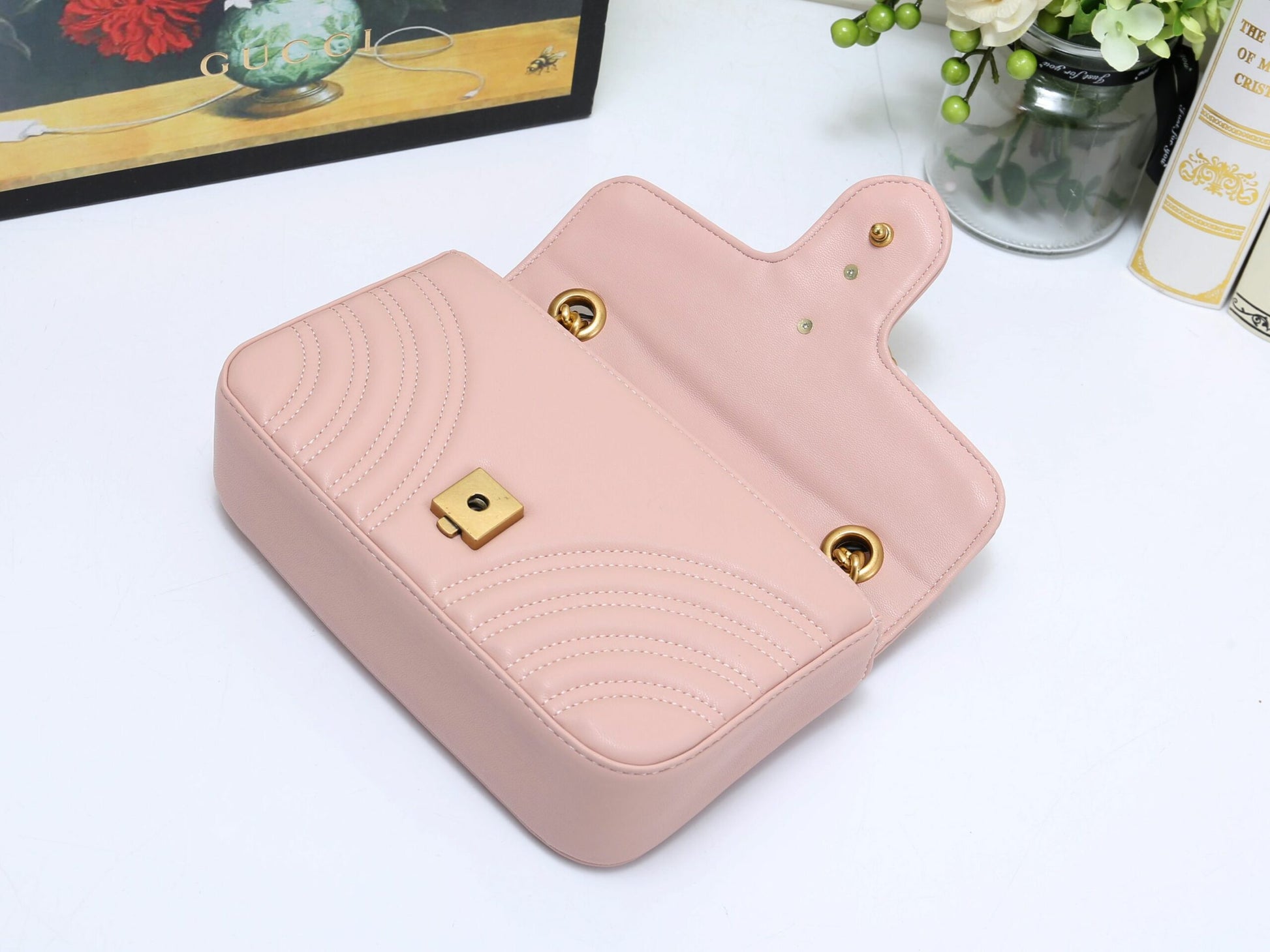Gucci GG Marmont Small Matelassé Shoulder Bag - Dusty Pink