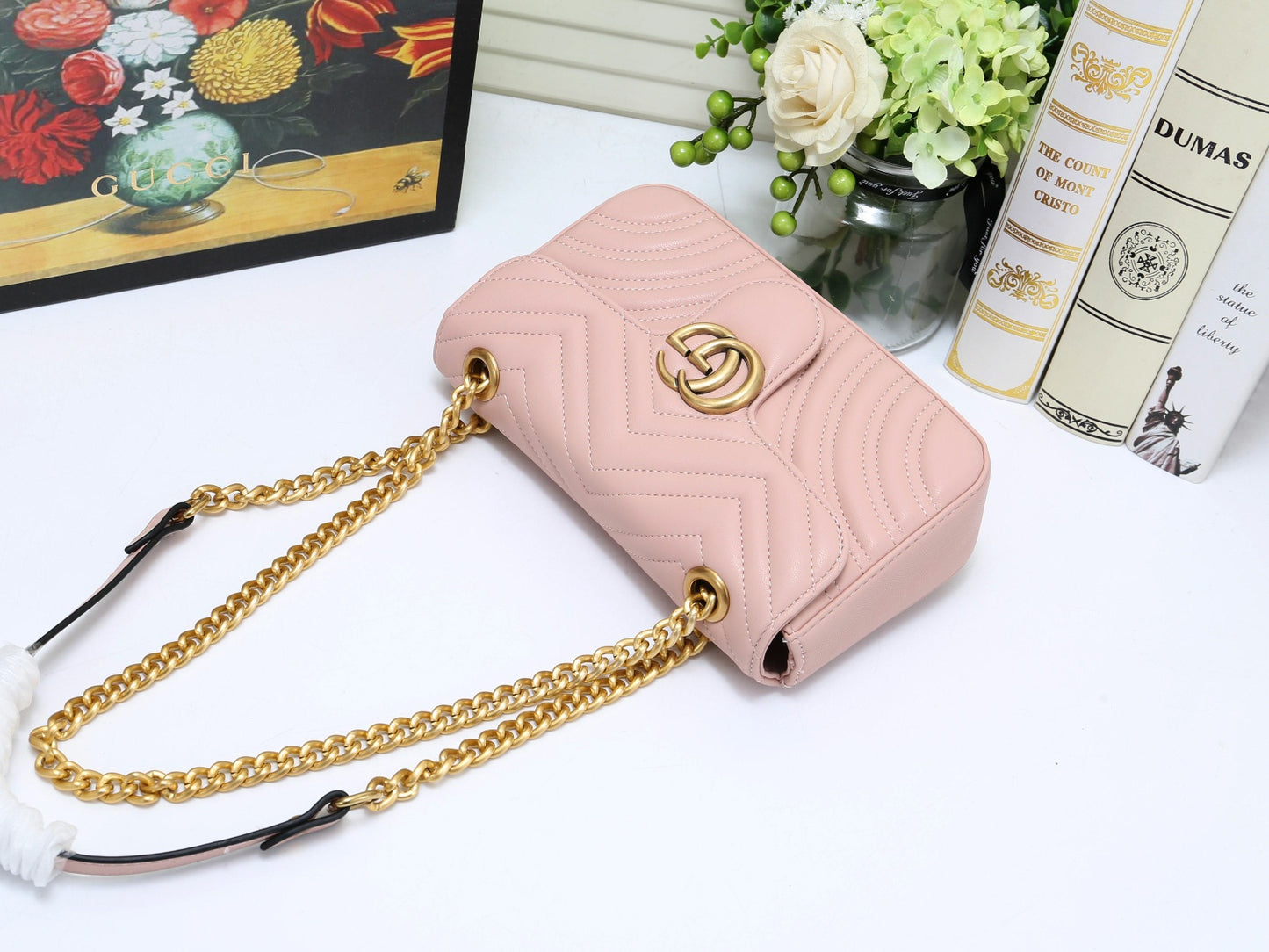 Gucci GG Marmont Small Matelassé Shoulder Bag - Dusty Pink