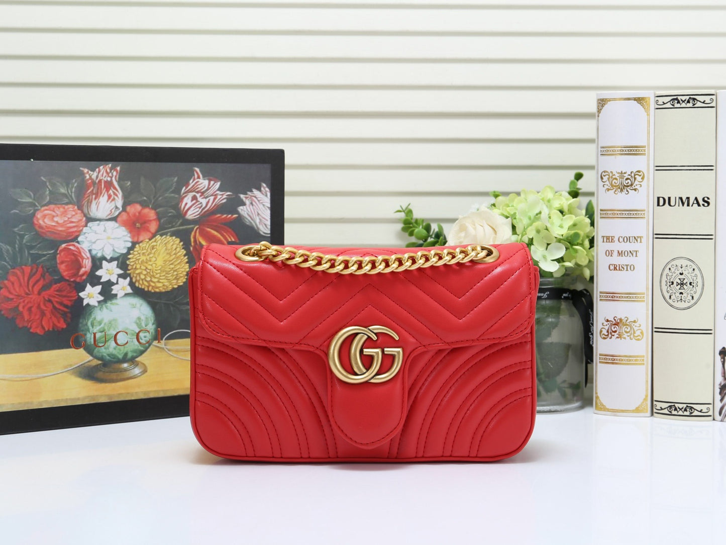 Gucci GG Marmont Small Matelassé Shoulder Bag - Red Leather