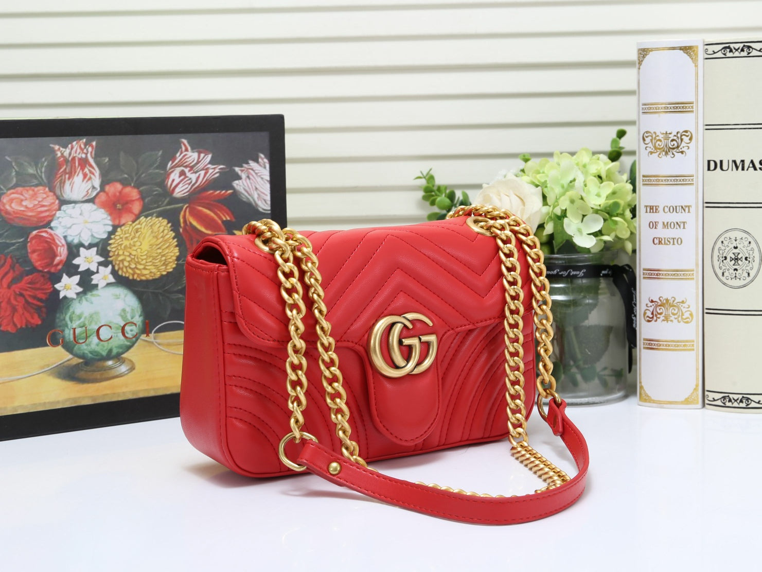 Gucci GG Marmont Small Matelassé Shoulder Bag - Red Leather