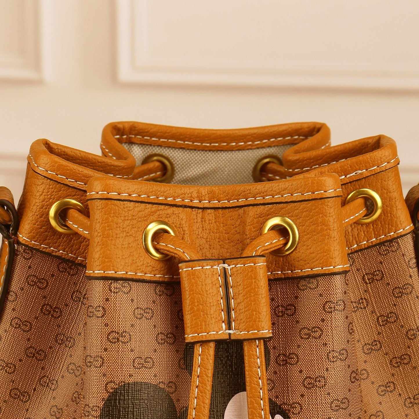 Disney x Gucci Mickey Mouse Monogram Canvas Bucket Bag - Brown