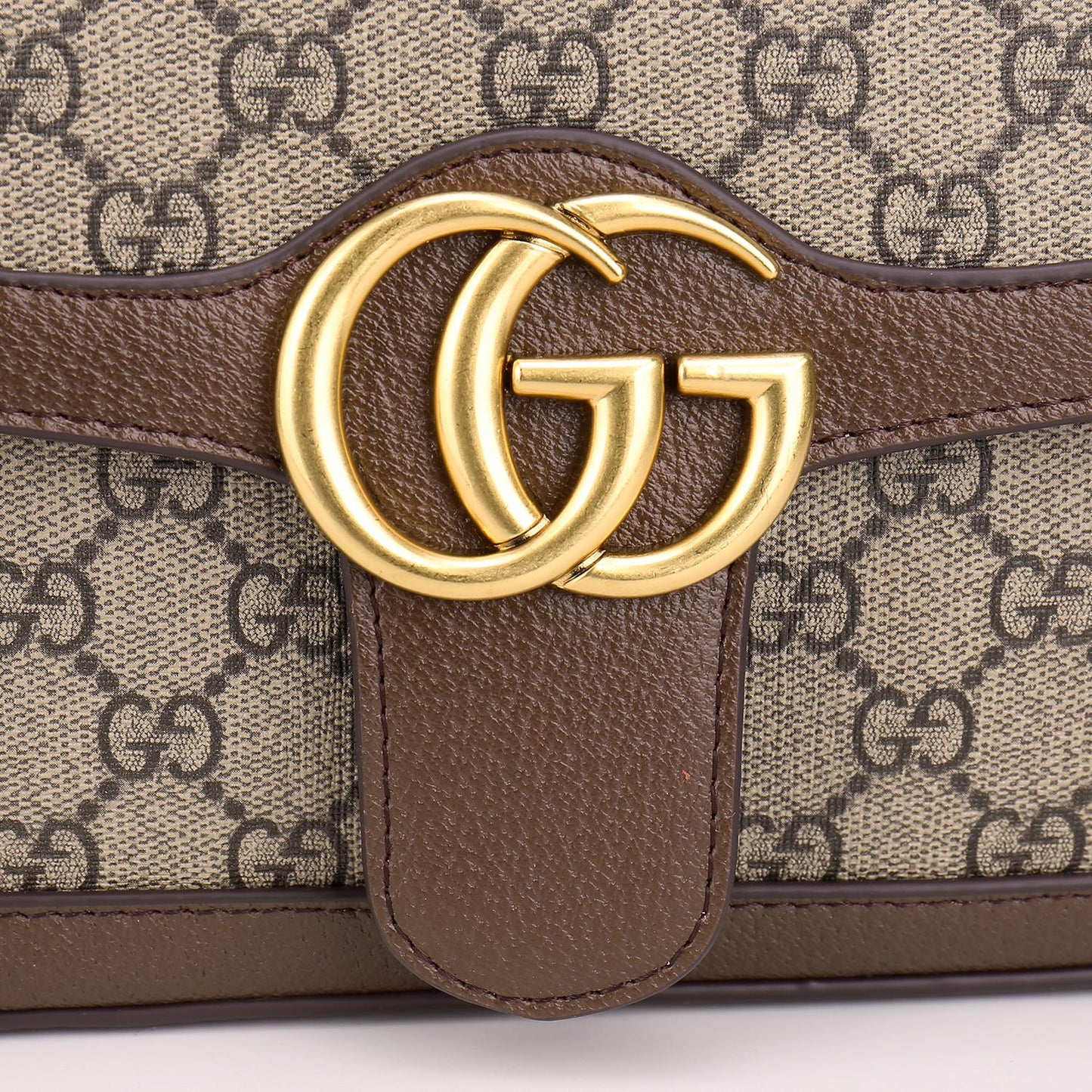 Gucci GG Marmont Small Shoulder Bag in GG Supreme Canvas with Brown Leather