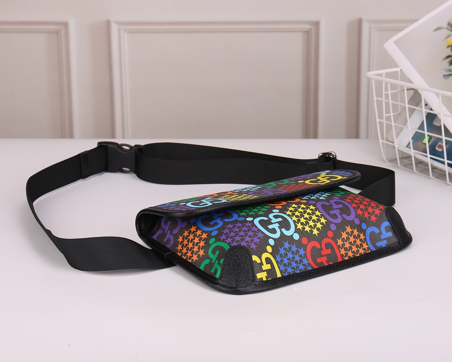 Gucci Rainbow Monogram Print Belt Bag Adjustable Waist Fanny Pack