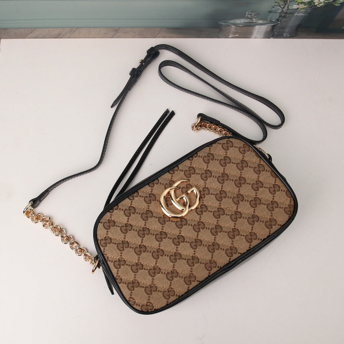 Gucci GG Marmont Small Shoulder Bag in GG Supreme Canvas
