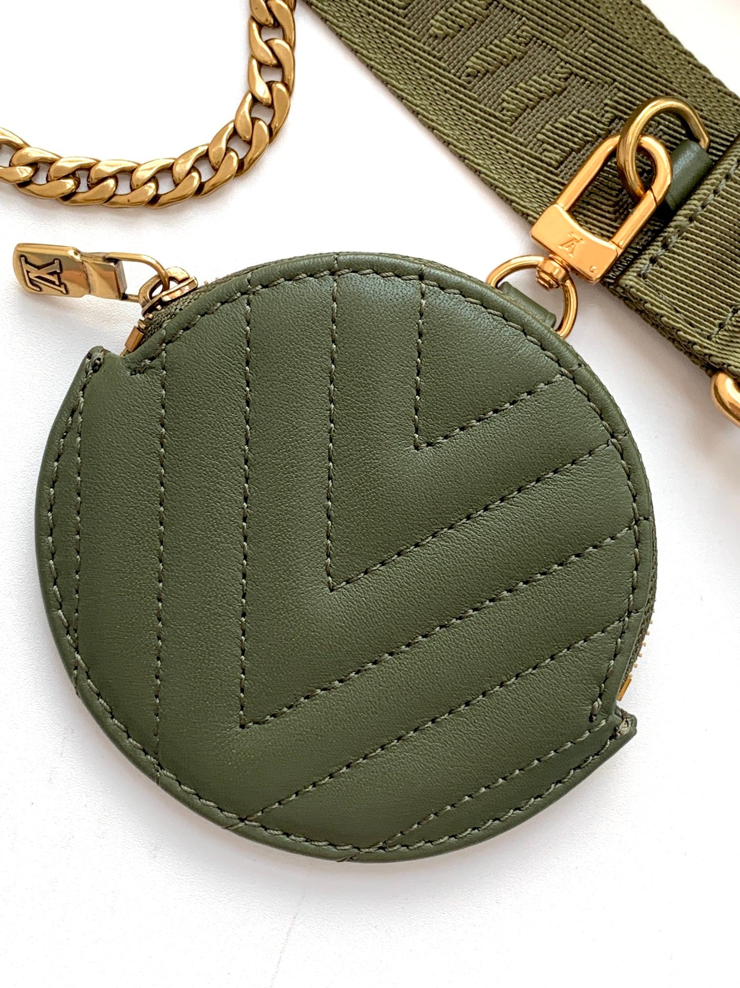 Louis Vuitton New Wave Multi-Pochette Khaki Green Quilted Leather Crossbody Bag