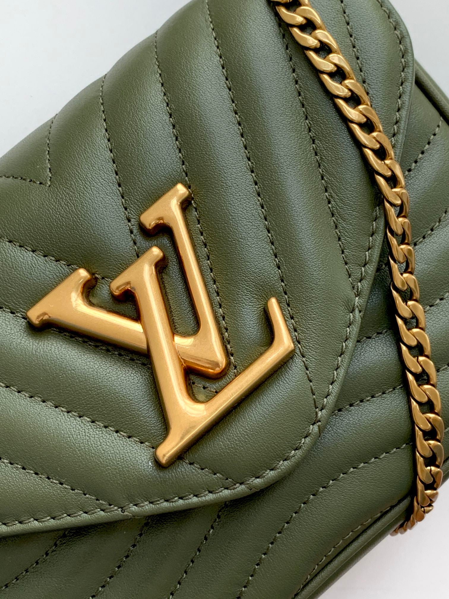 Louis Vuitton New Wave Multi-Pochette Khaki Green Quilted Leather Crossbody Bag