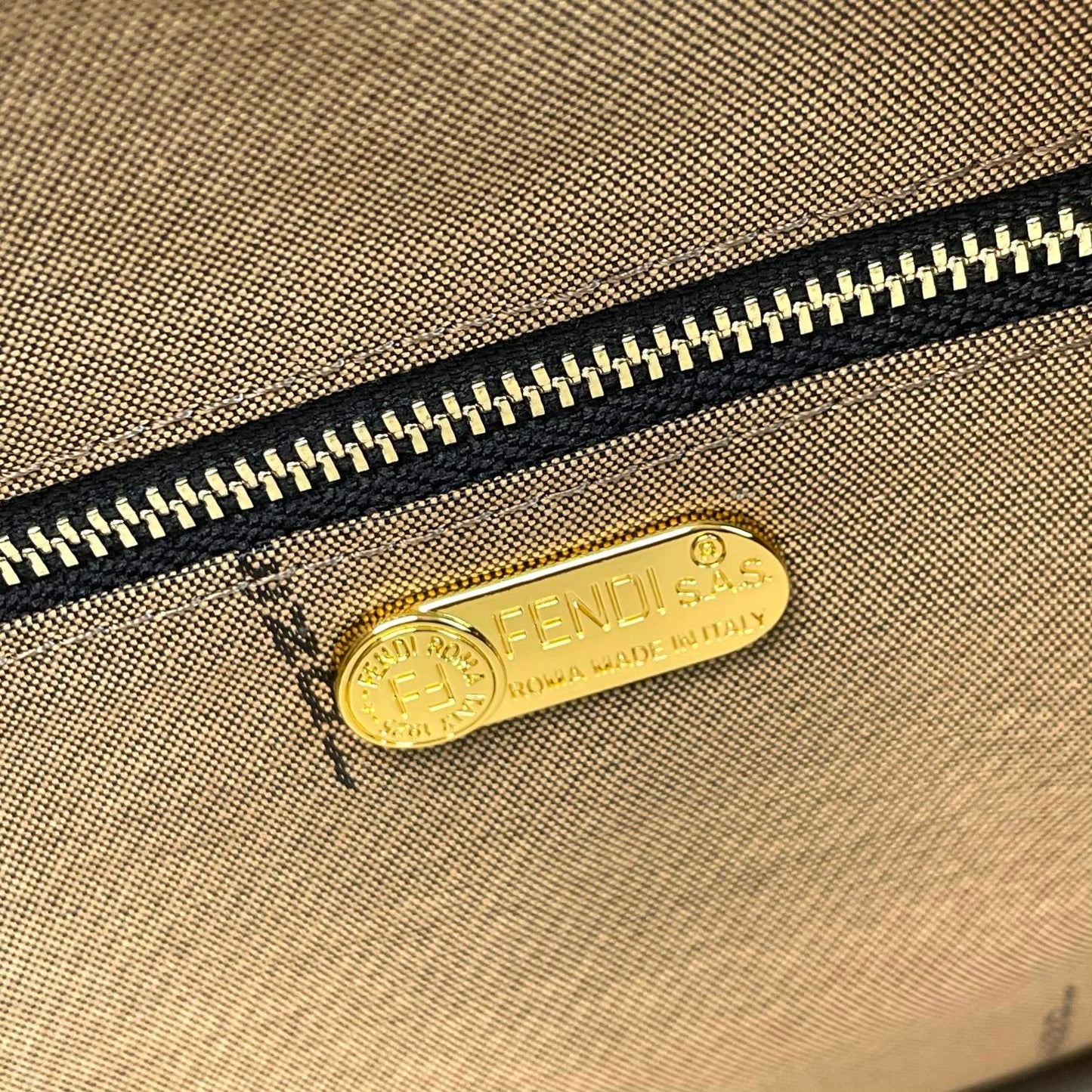 Fendi Small By The Way Boston Bag - Brown FF Monogram Canvas with Black Leather Trim
