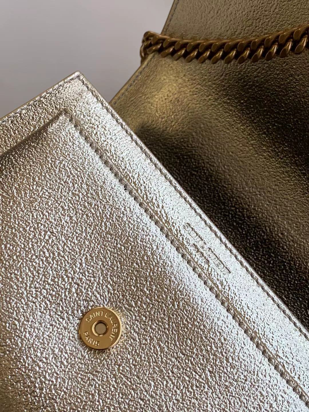 Saint Laurent YSL Kate Medium Glitter Gold Chain Crossbody Bag