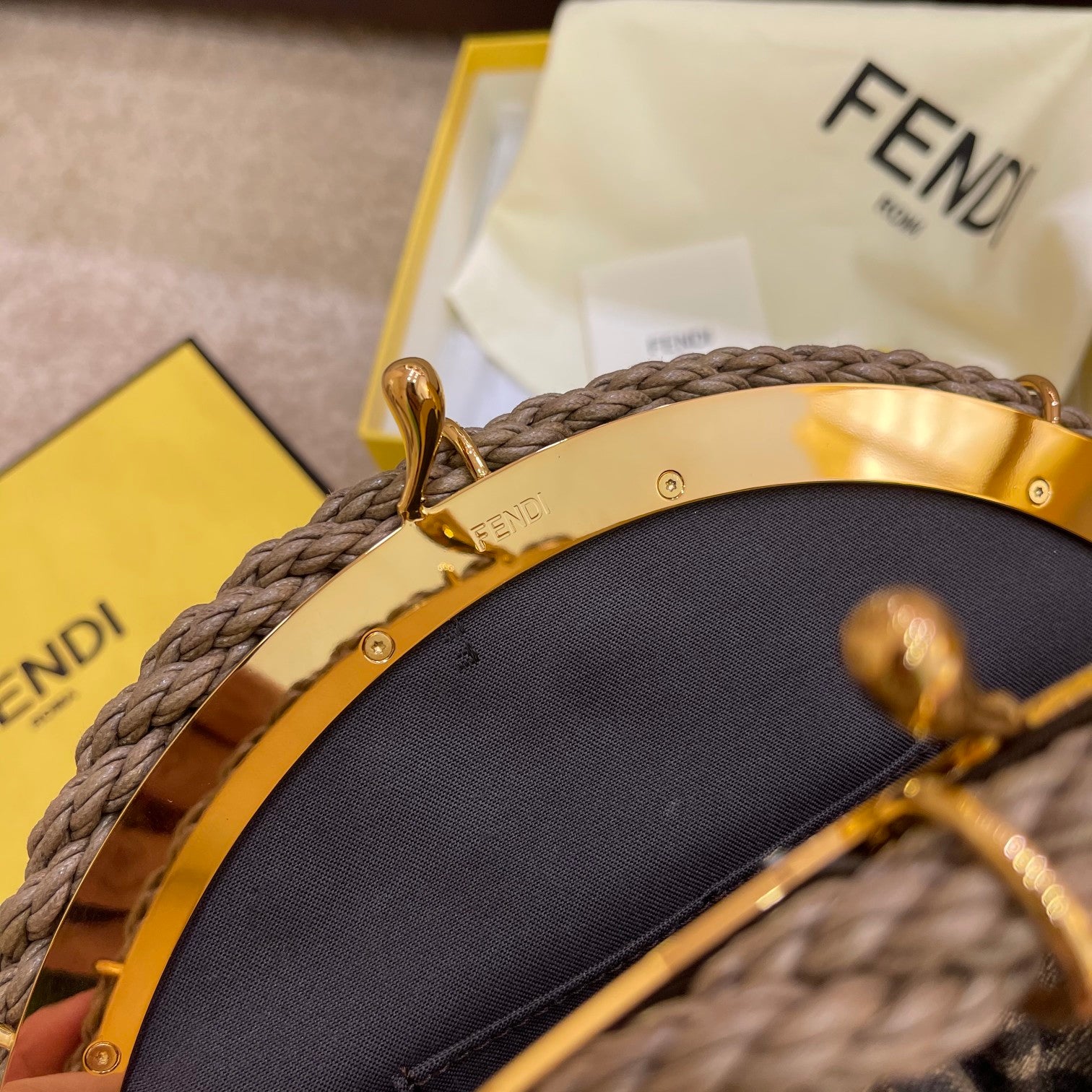 Fendi First Medium FF Fabric Clutch Bag - Brown FF Logo