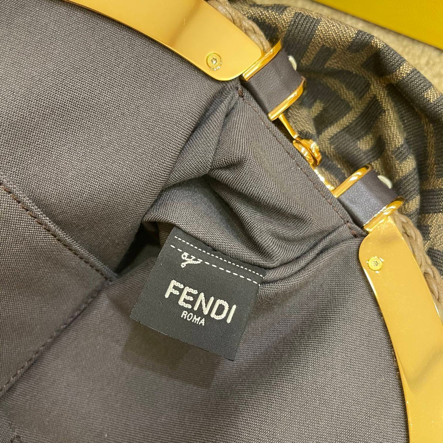 Fendi First Medium FF Fabric Clutch Bag - Brown FF Logo