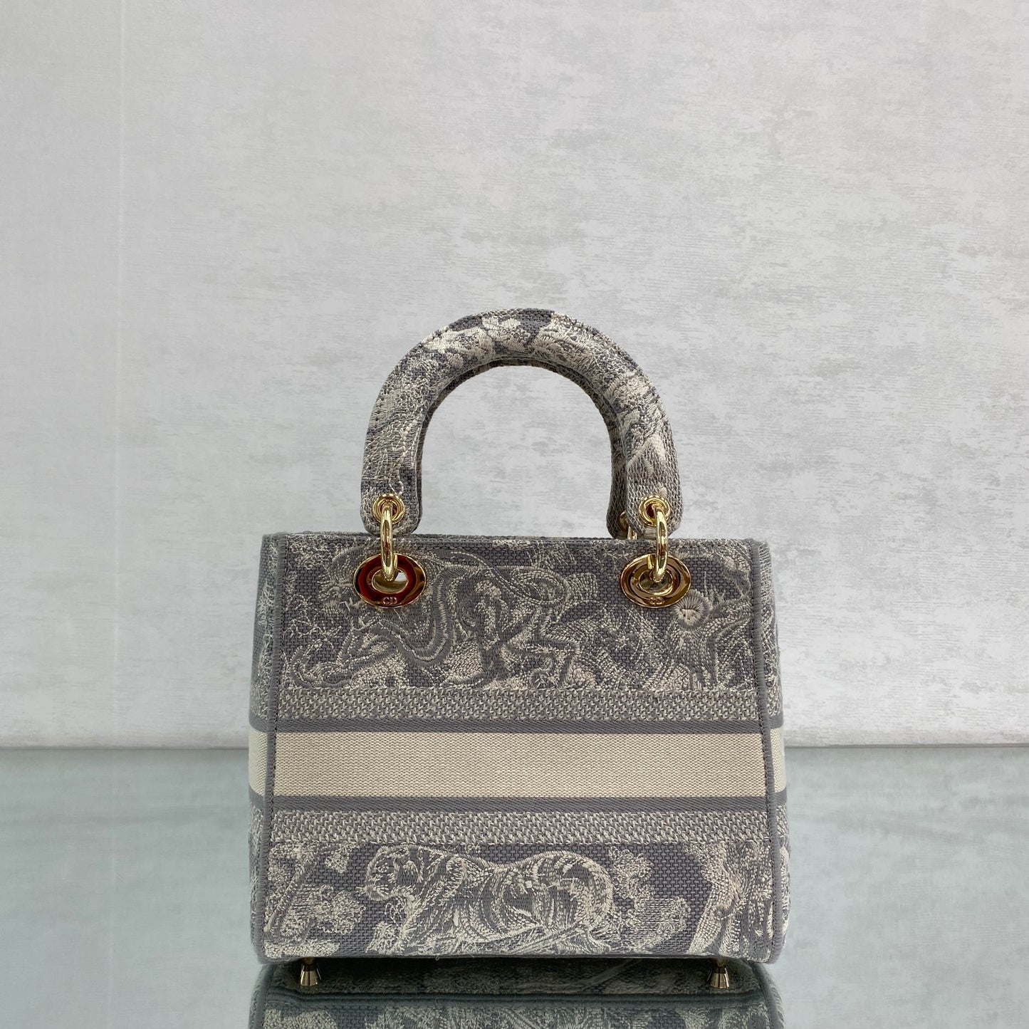 Christian Dior Medium Lady D-Lite Bag - Grey Toile de Jouy Reverse Embroidery
