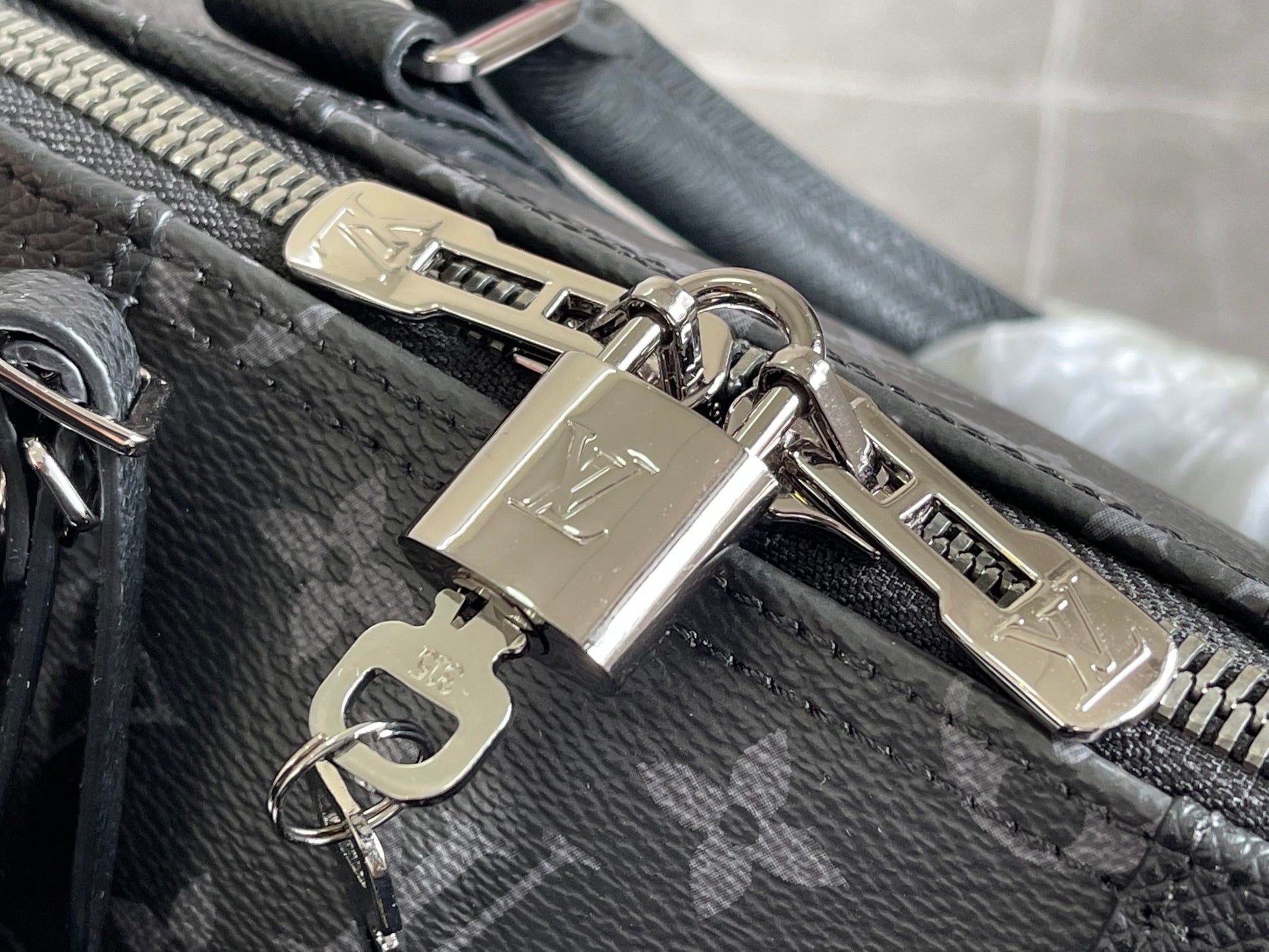Louis Vuitton Black Monogram Embossed Leather Weekender Travel Duffle Bag