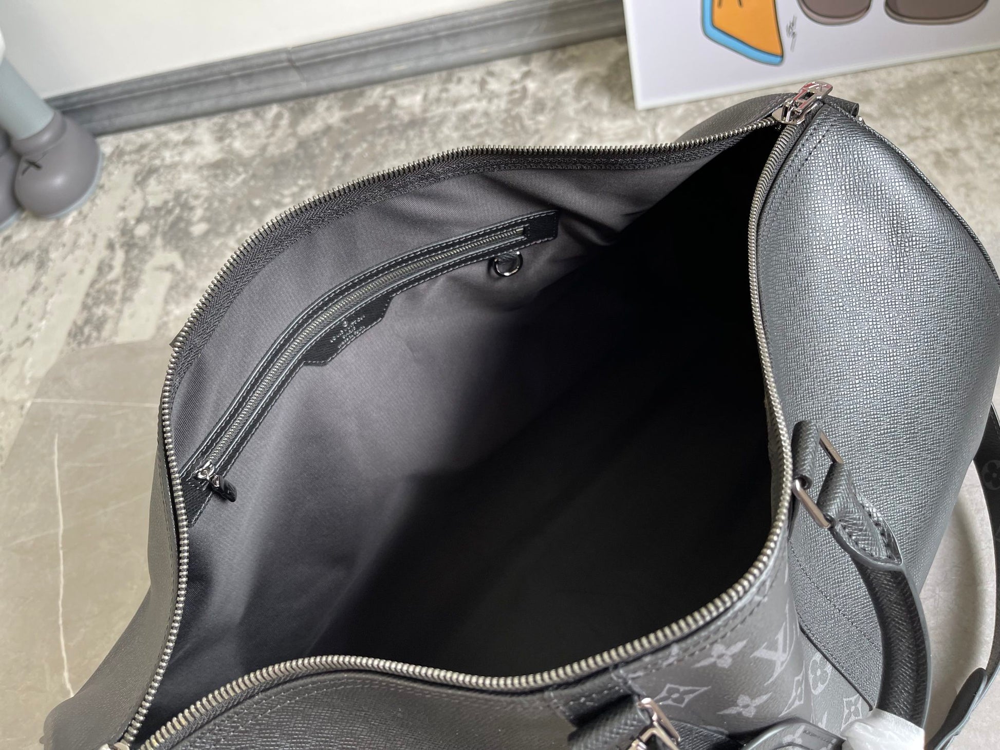 Louis Vuitton Black Monogram Embossed Leather Weekender Travel Duffle Bag