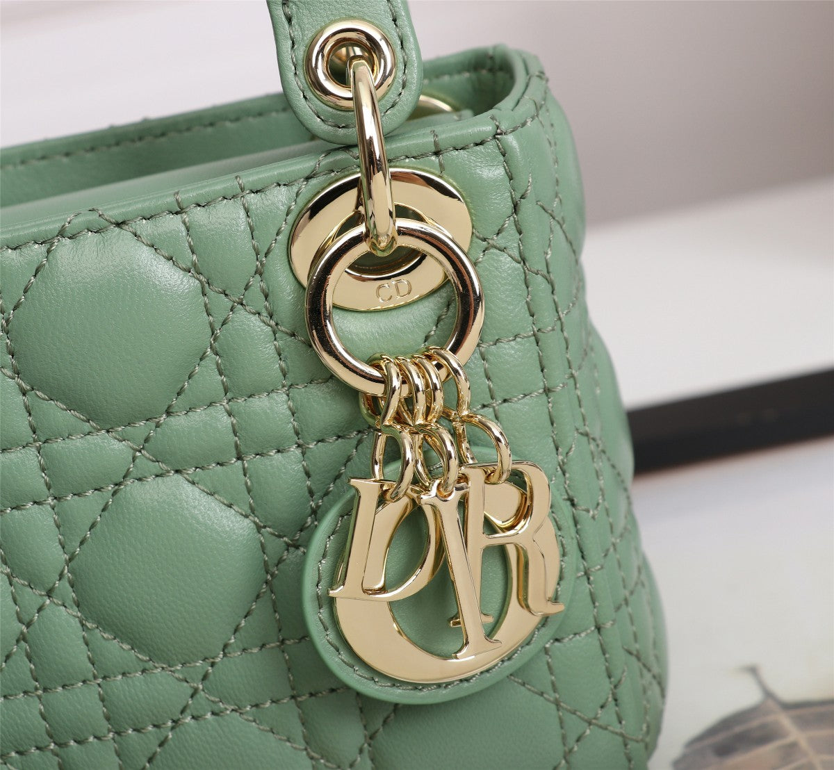 Christian Dior Lady Dior Micro Bag Sage Green Quilted Lambskin