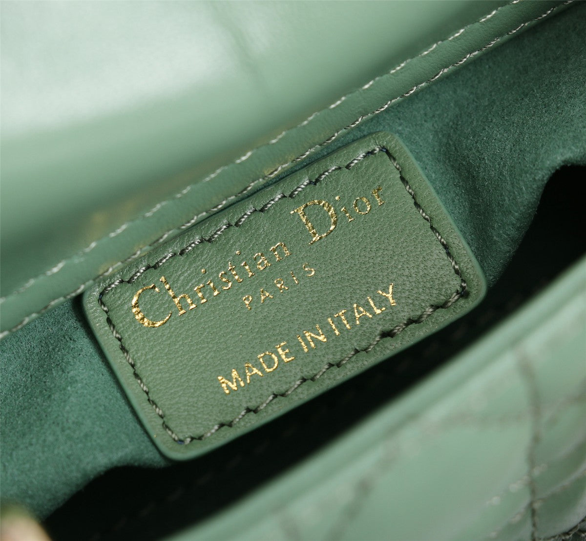 Christian Dior Lady Dior Micro Bag Sage Green Quilted Lambskin