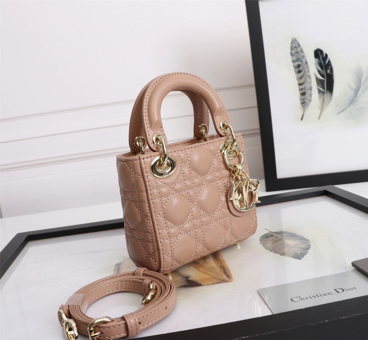 Christian Dior Lady Dior Micro Bag in Blush Cannage Lambskin