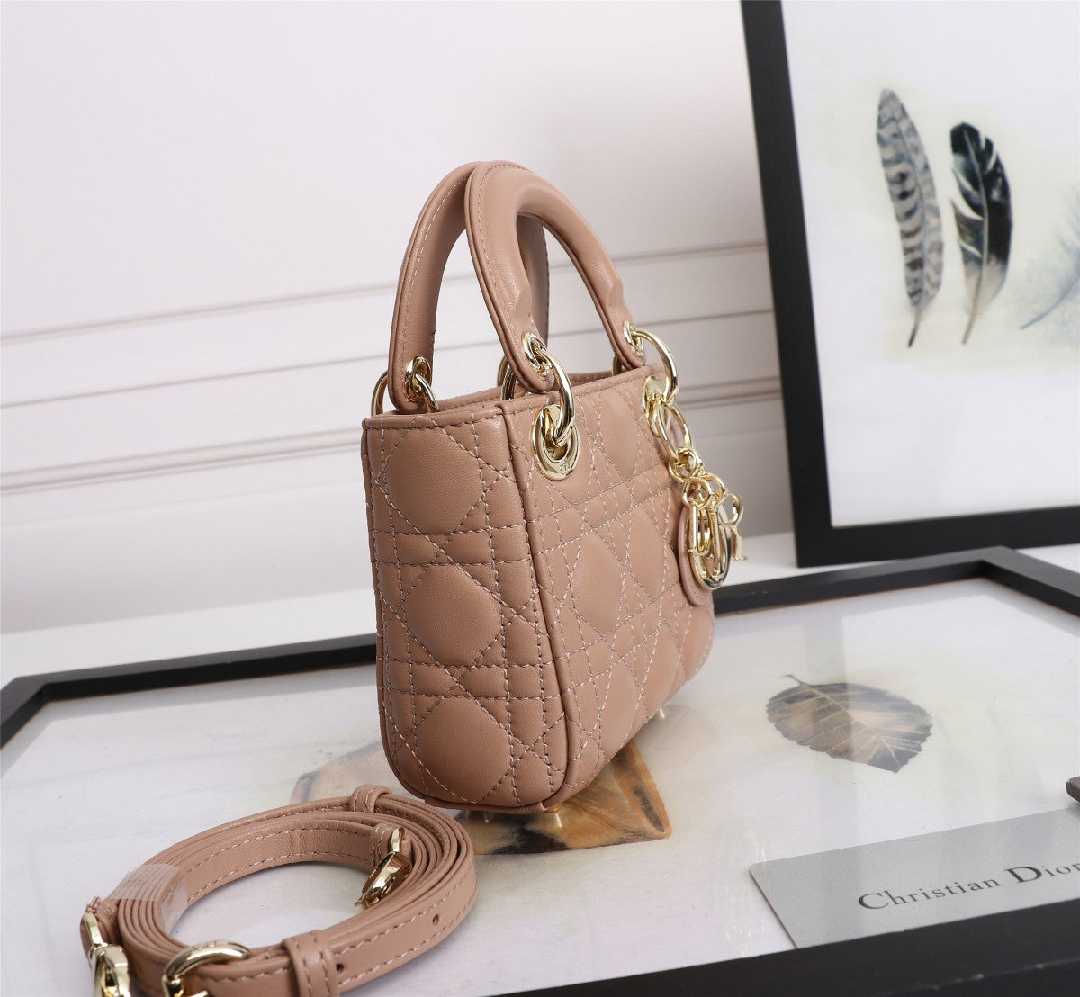 Christian Dior Lady Dior Micro Bag in Blush Cannage Lambskin