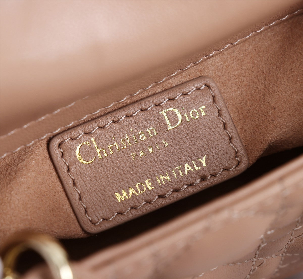 Micro Lady Dior Bag in Nude Cannage Lambskin with Gold-Finish Charms