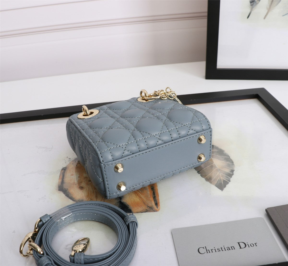 Christian Dior Micro Lady Dior Bag Cloud Blue Cannage Lambskin