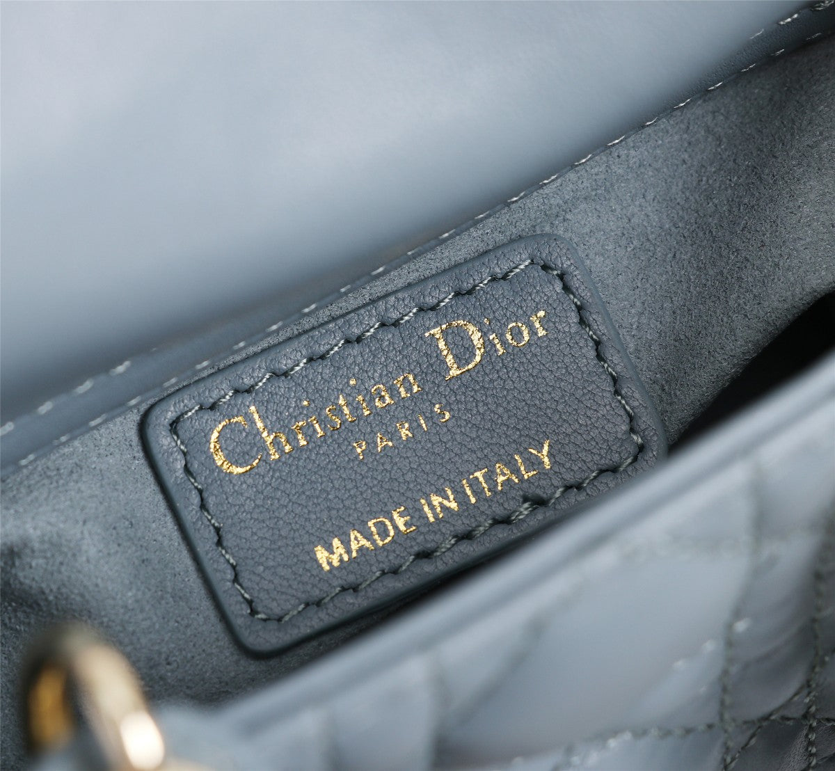 Christian Dior Mini Lady Dior Bag Blue Cannage Lambskin with Gold-Finish Charms