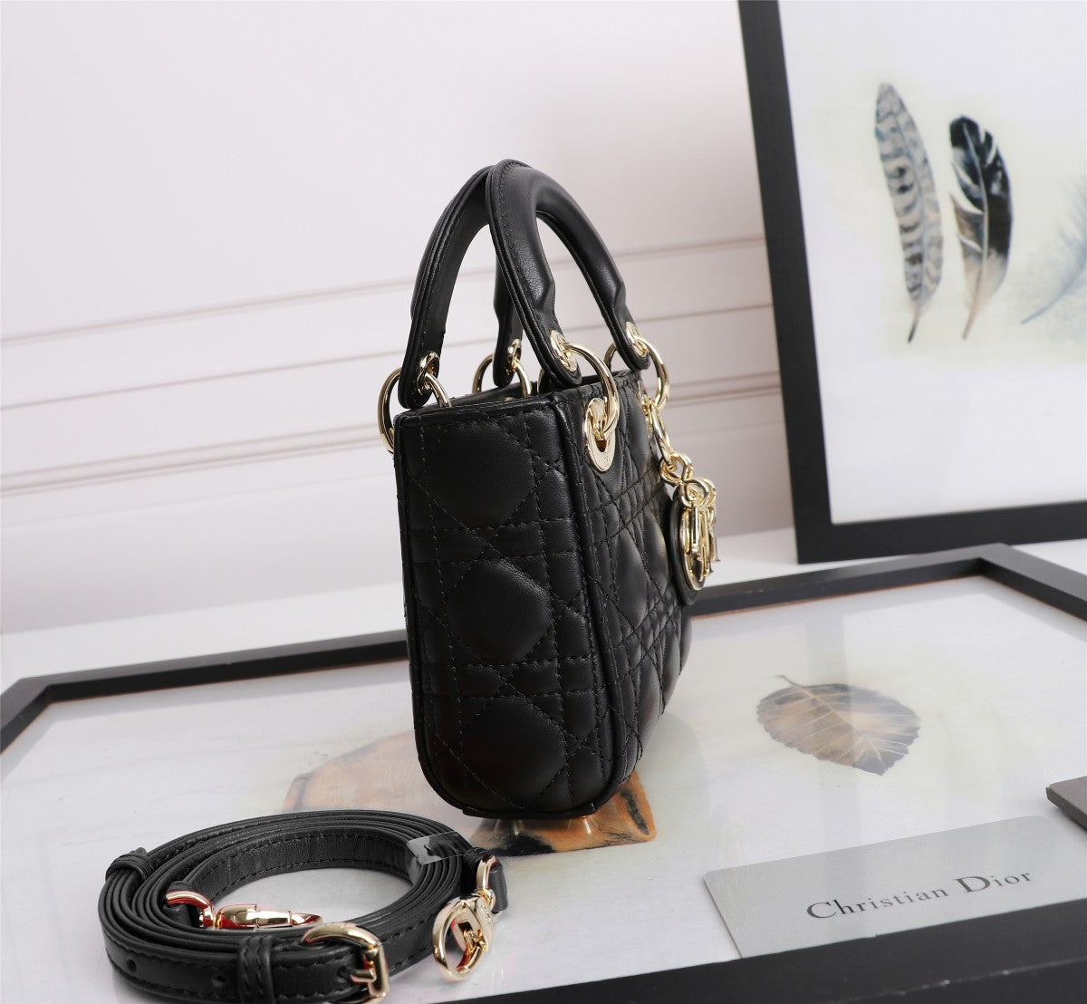 Lady Dior Micro Bag - Black Cannage Lambskin with Gold-Finish Metal