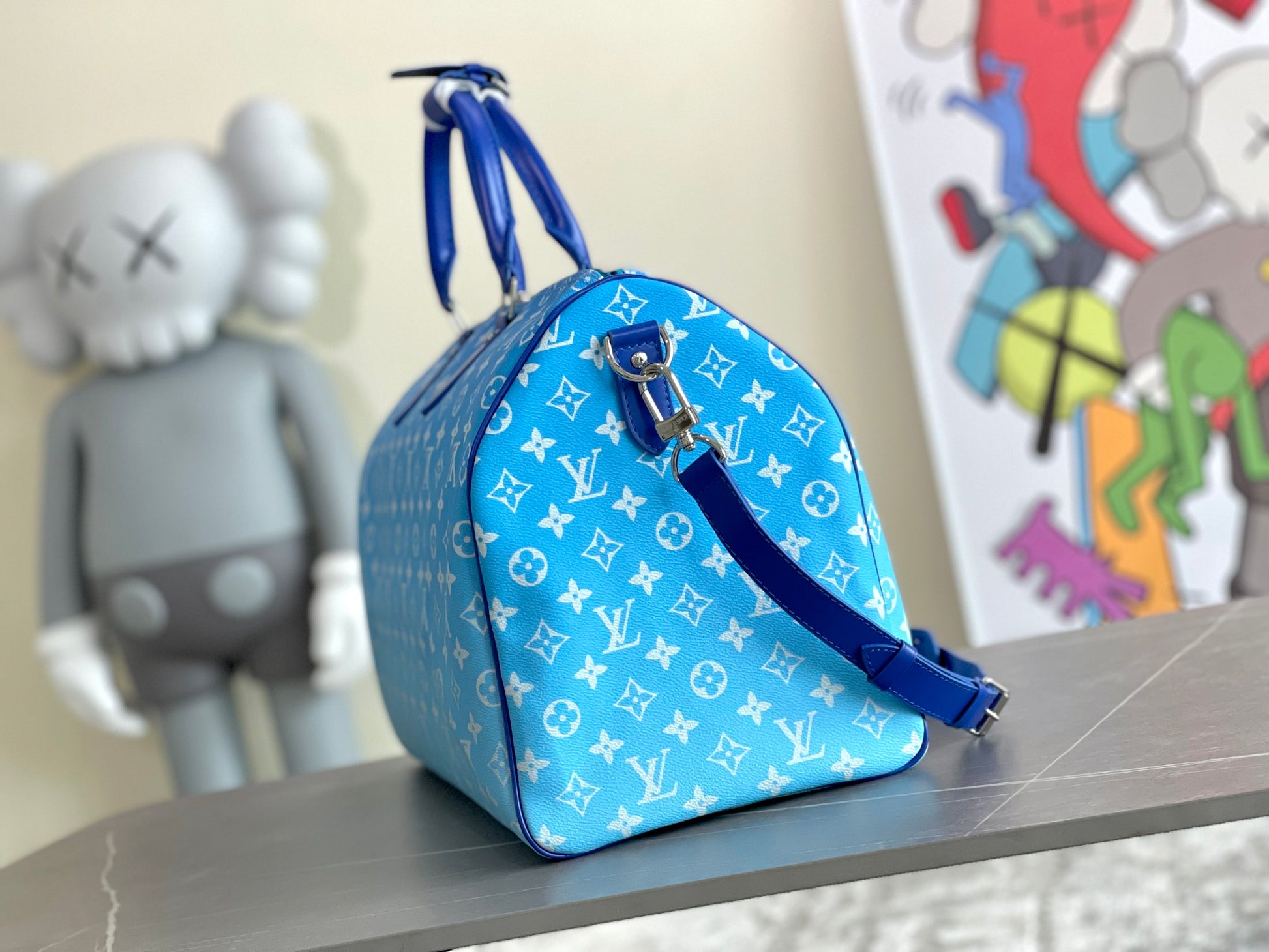 Louis Vuitton Monogram Clouds Keepall Bandouliere 50 Blue