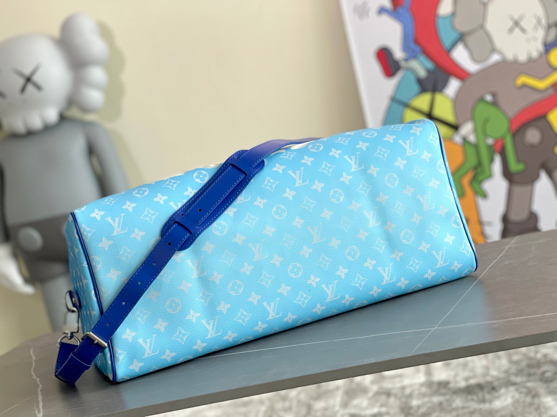 Louis Vuitton Monogram Clouds Keepall Bandouliere 50 Blue