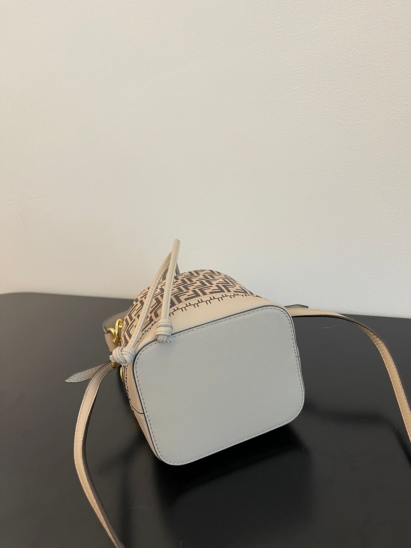 Fendi Mon Tresor Small FF Logo Canvas Bucket Bag - Grey/Beige