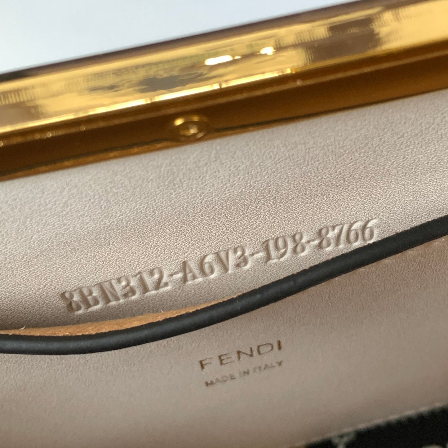 Fendi White Leather Handbag with Gold-Tone FF Logo Buckle