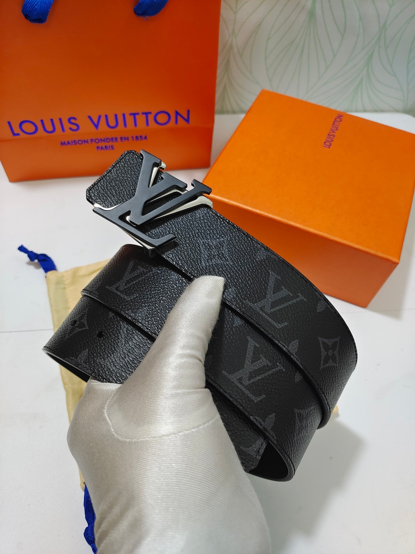 Louis Vuitton LV Initials 40mm Belt Monogram Eclipse Canvas Black with Matte Black Buckle