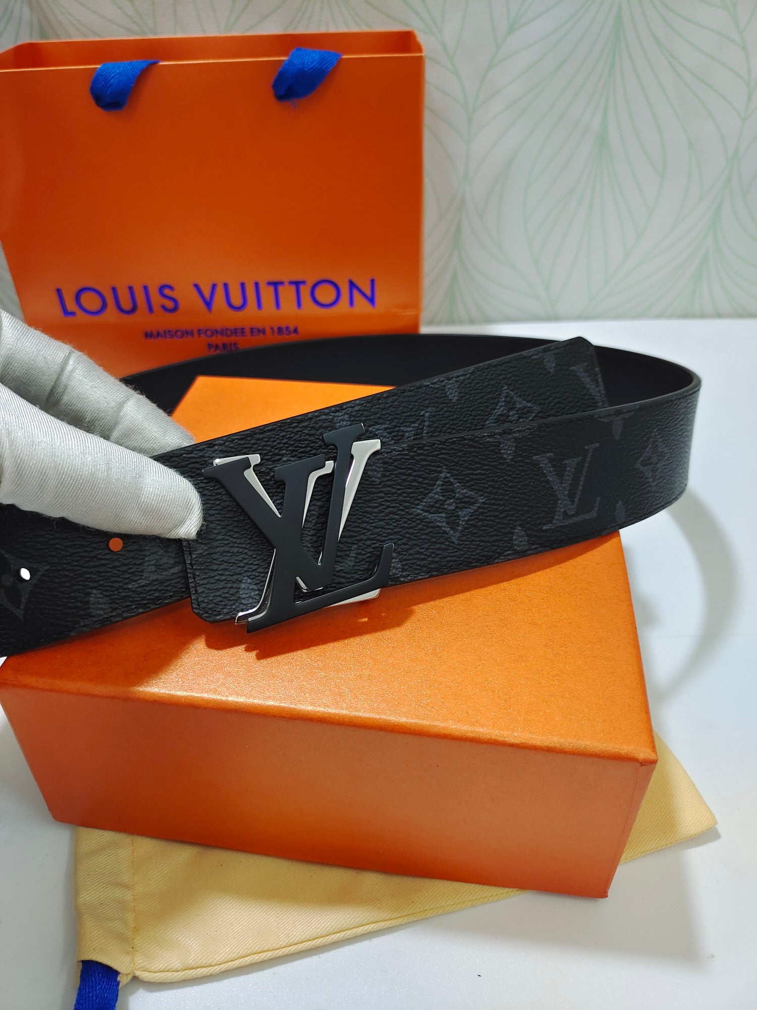Louis Vuitton LV Initials 40mm Belt Monogram Eclipse Canvas Black with Matte Black Buckle