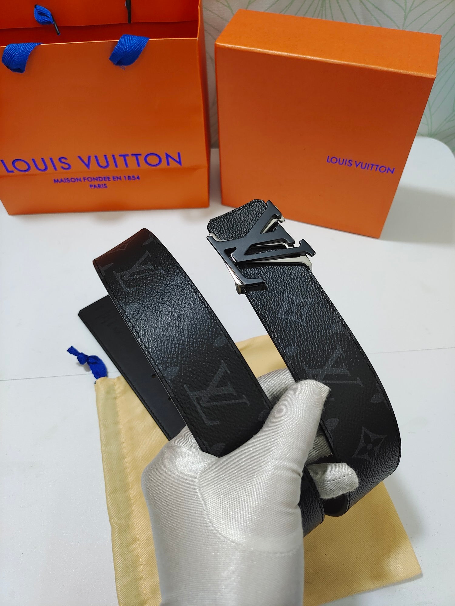 Louis Vuitton LV Initials 40mm Belt Monogram Eclipse Canvas Black with Matte Black Buckle
