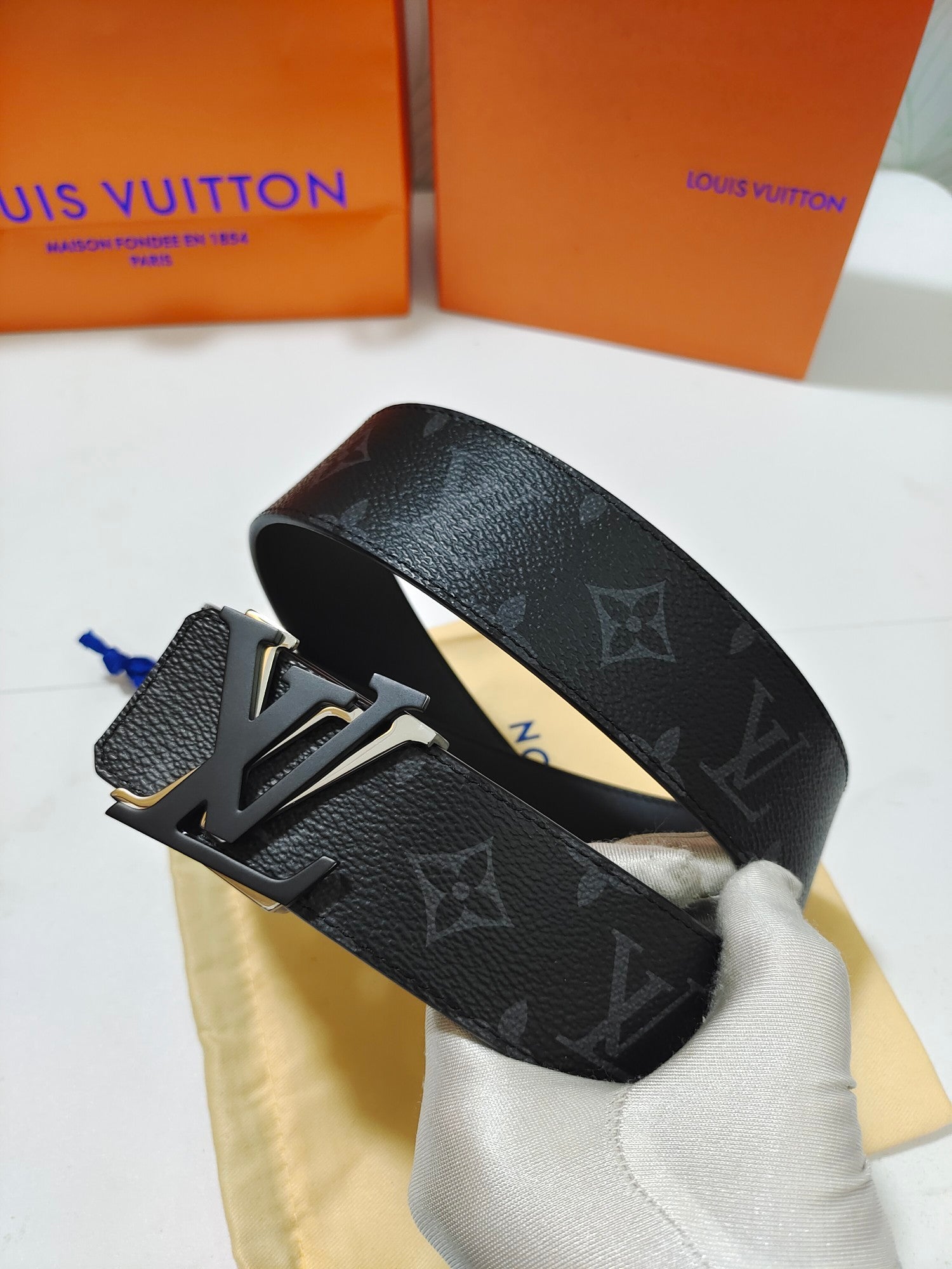 Louis Vuitton LV Initials 40mm Belt Monogram Eclipse Canvas Black with Matte Black Buckle