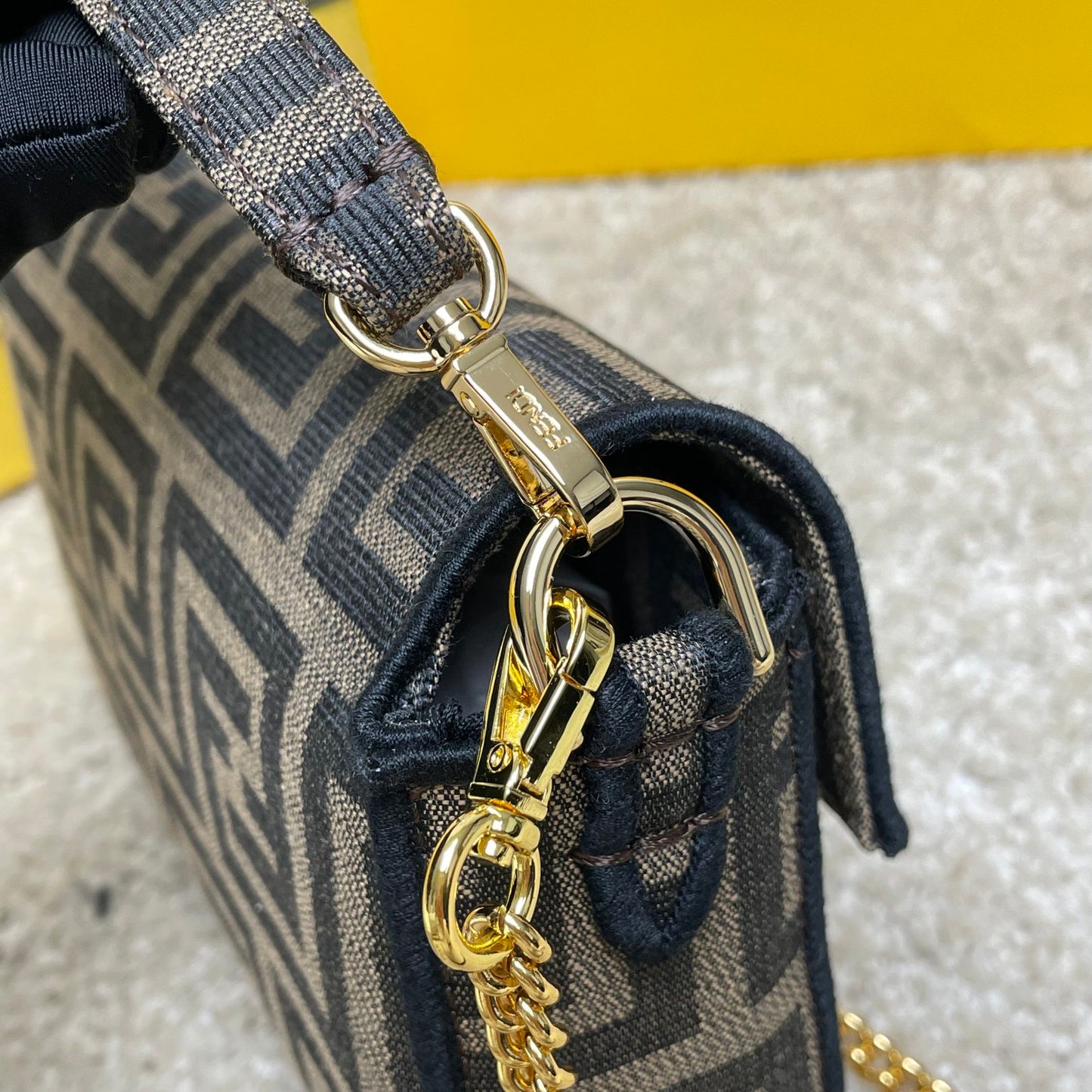 Fendace Baguette Shoulder Bag - Brown FF Monogram &amp; Medusa Gold Hardware