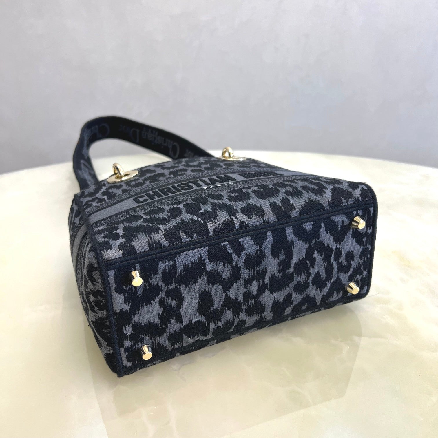 Christian Dior Lady D-Lite Bag - Gray Leopard Embroidery