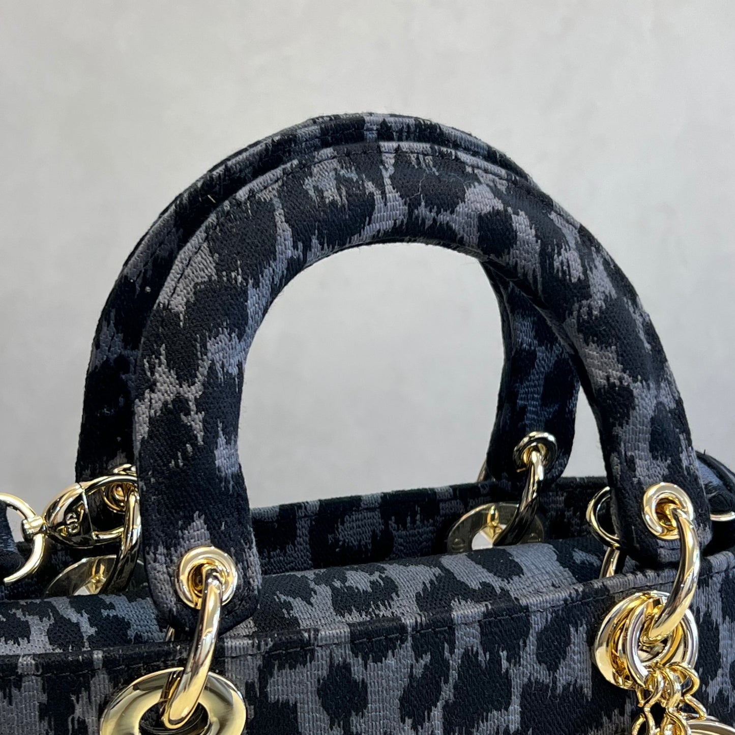 Christian Dior Lady D-Lite Bag - Gray Leopard Embroidery