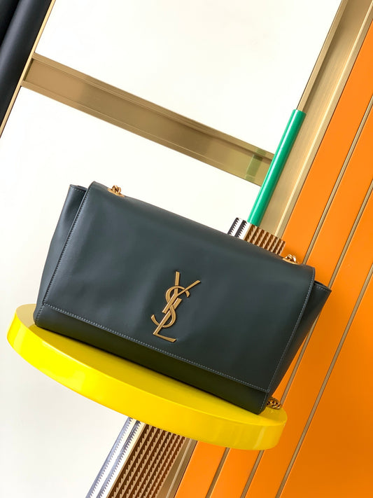 Saint Laurent Women's Kate Medium Monogram Leather Shoulder Bag - Black/Gold