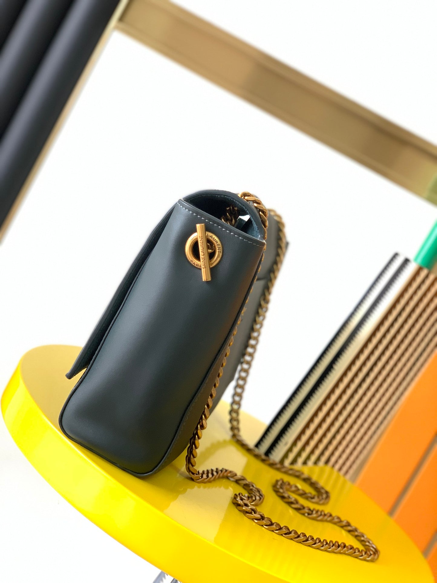 Saint Laurent Women's Kate Medium Monogram Leather Shoulder Bag - Black/Gold