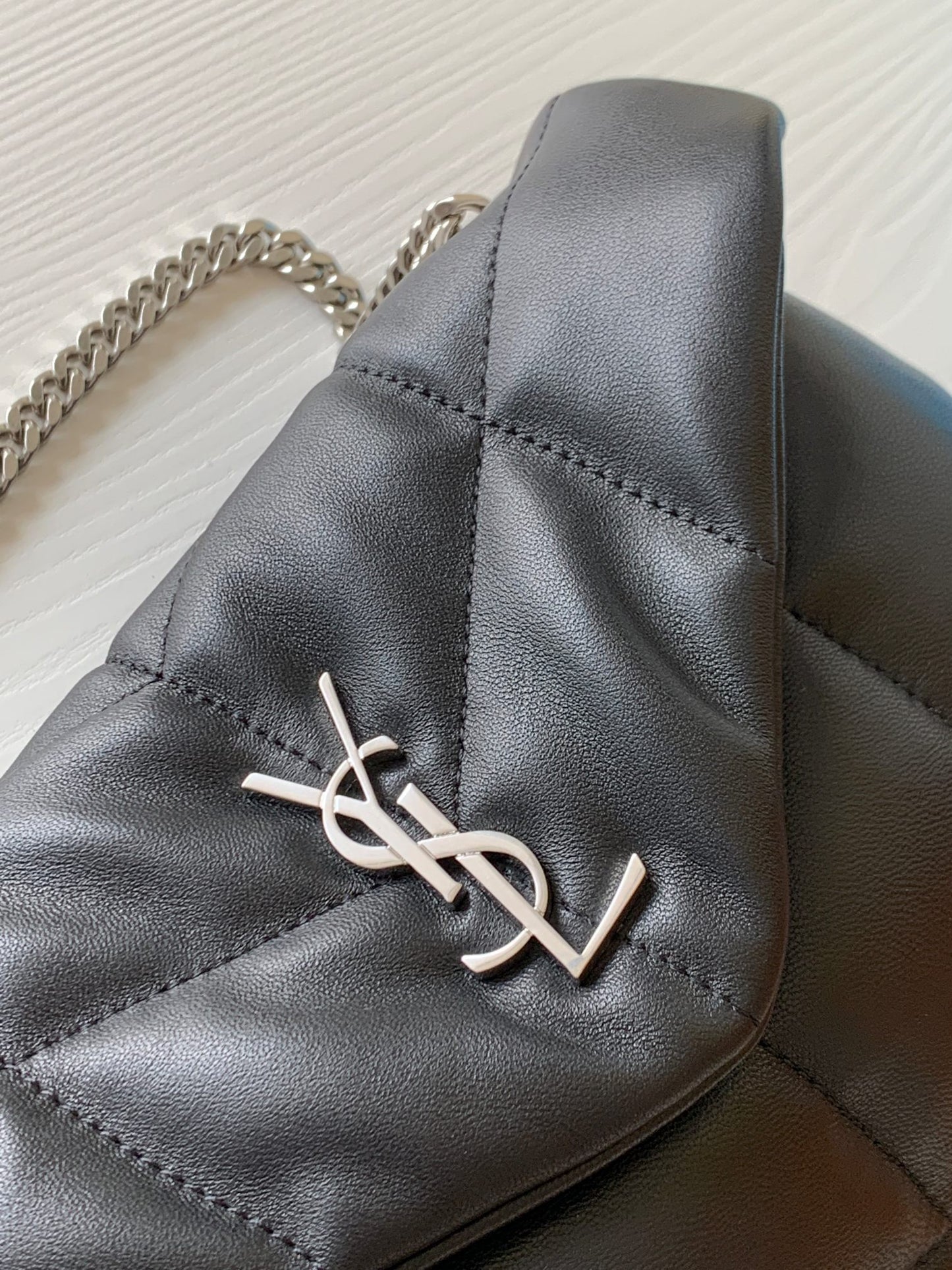 Saint Laurent Small Loulou Puffer Shoulder Bag in Black Quilted Lambskin