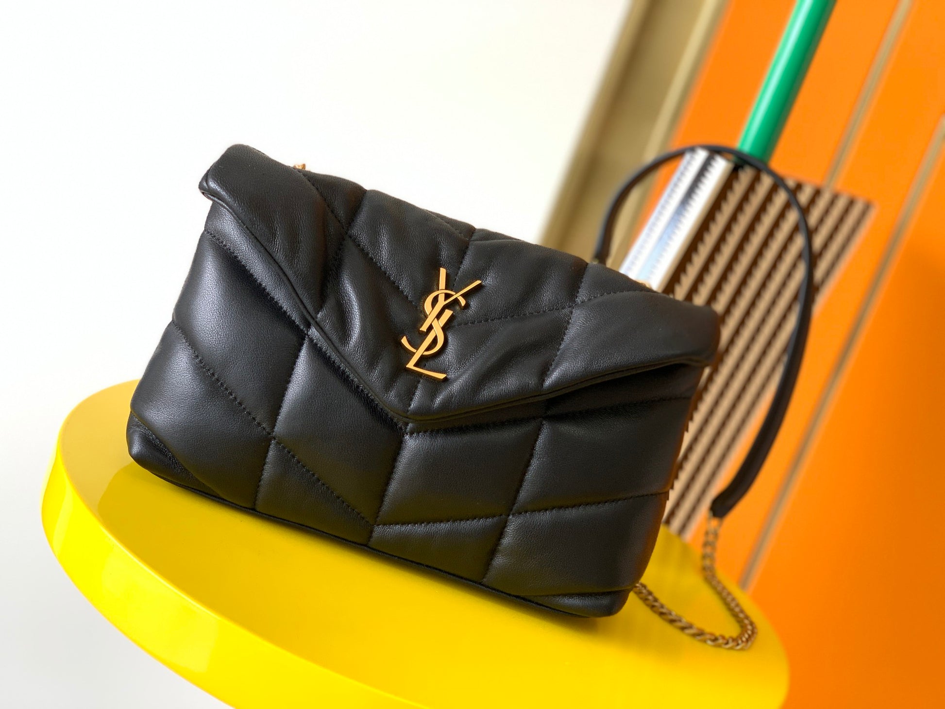 Saint Laurent Loulou Puffer Small Bag in Quilted Lambskin - Black