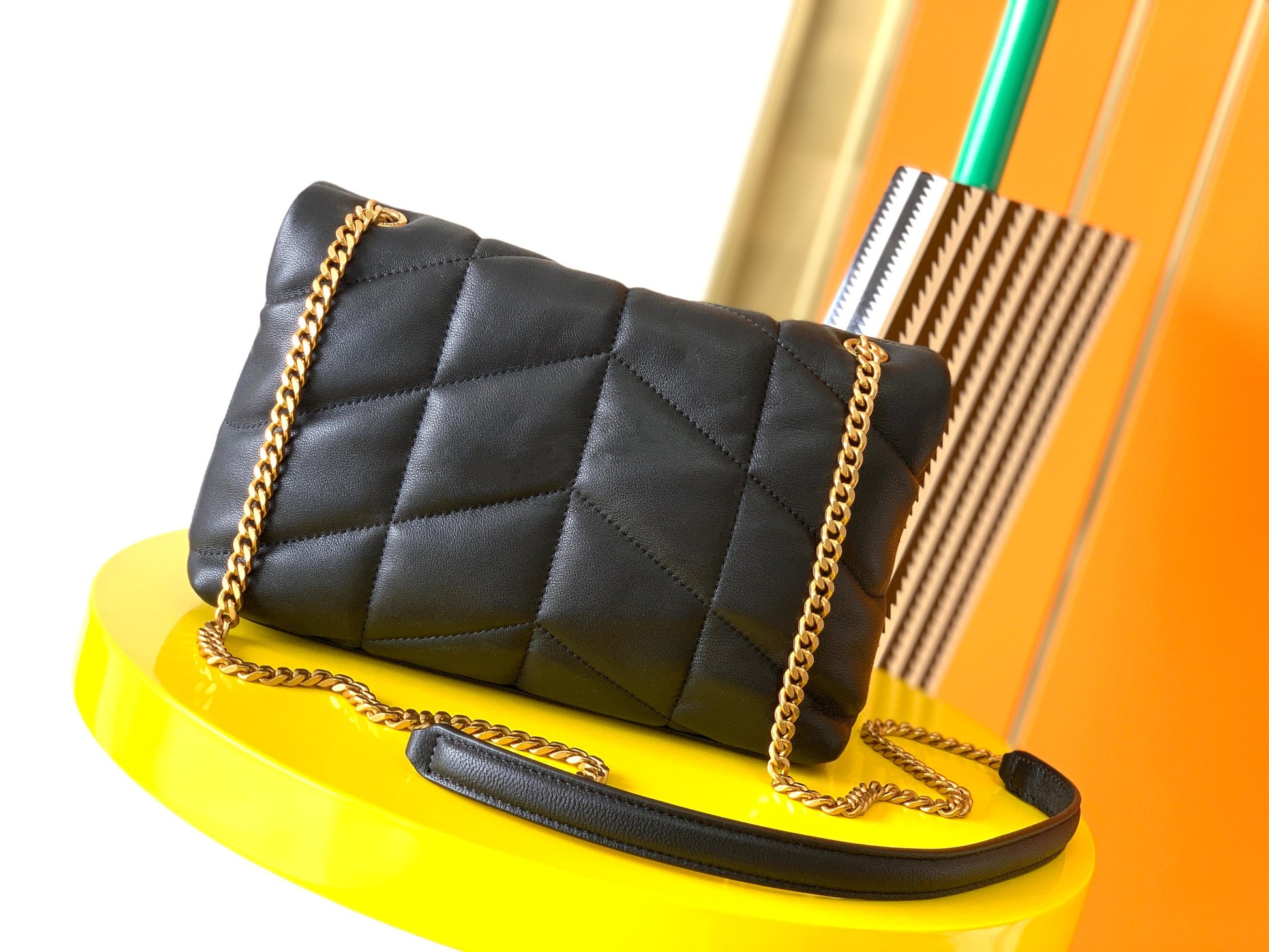 Saint Laurent Loulou Puffer Small Bag in Quilted Lambskin - Black