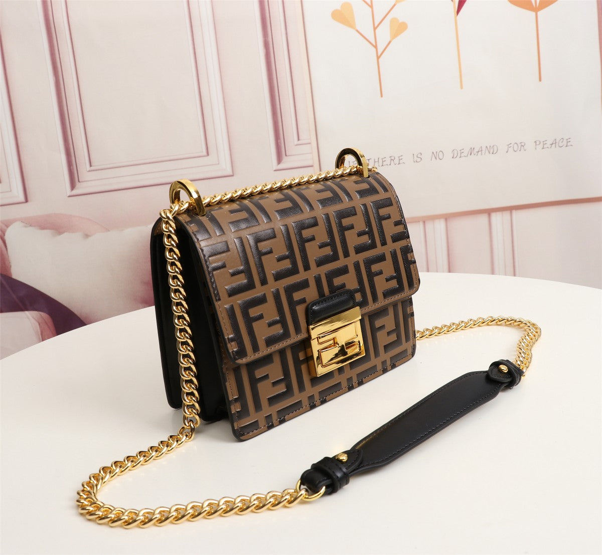 Fendi Kan I Small FF Monogram Shoulder Bag - Brown/Tobacco