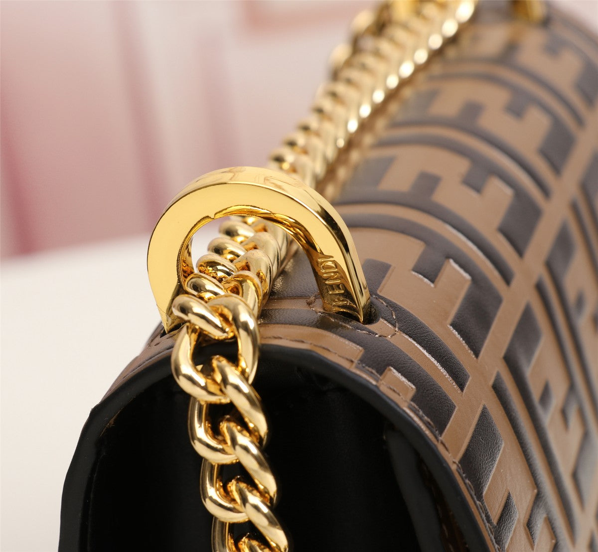 Fendi Kan I Small FF Monogram Shoulder Bag - Brown/Tobacco